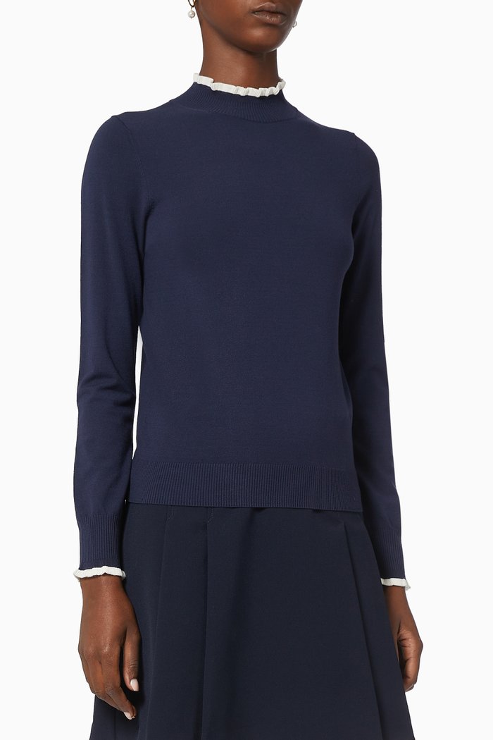 

Sigillo Ruched Sweater in Viscose Knit, Blue