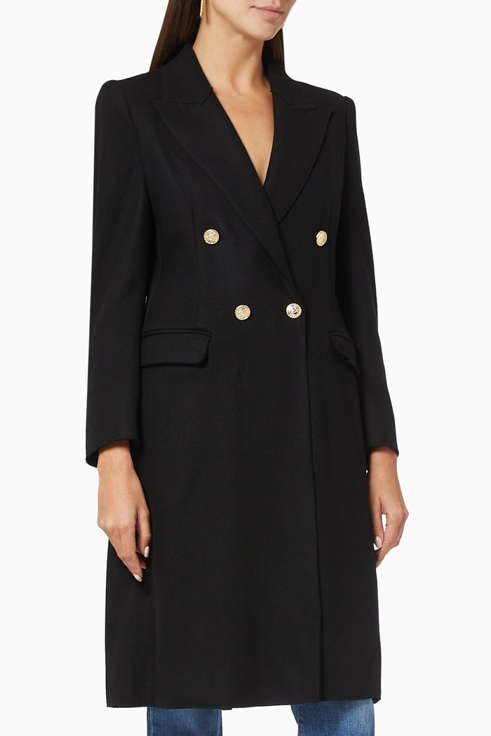 

Nono Double-breasted Coat in Wool, Black