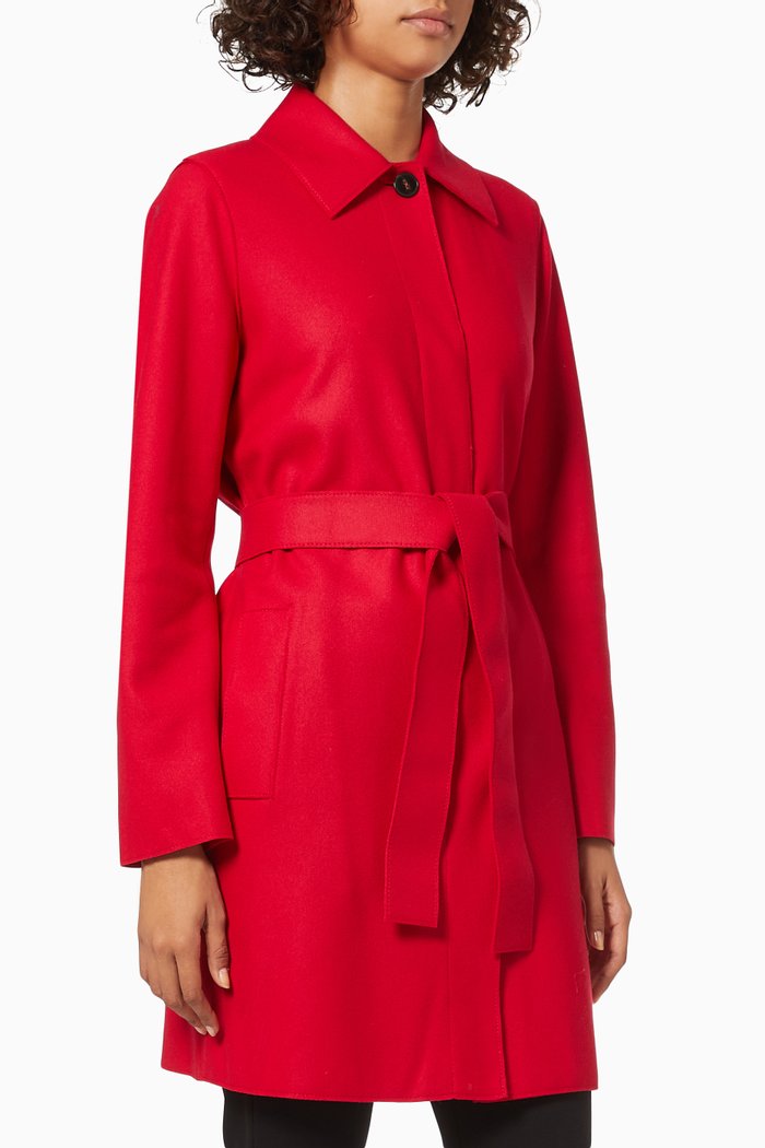 

Coat in Textured Fabric, Red
