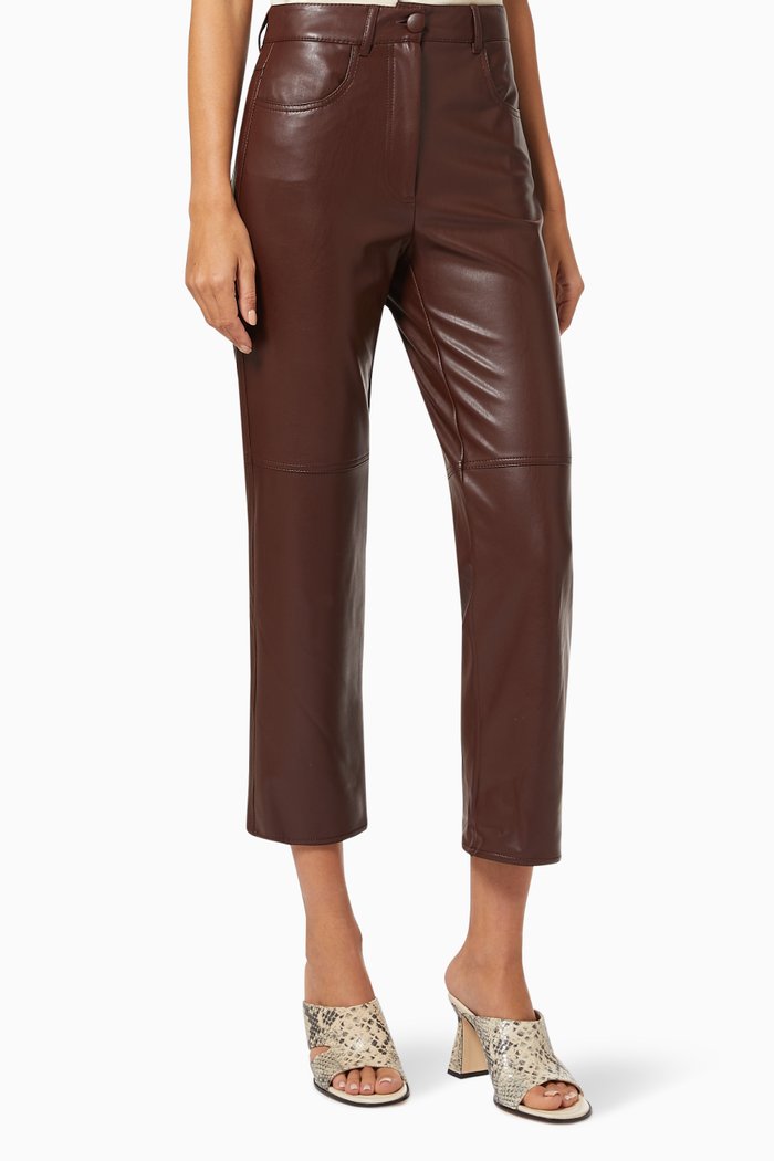 

Valdena Pants in Coated Viscose, Brown