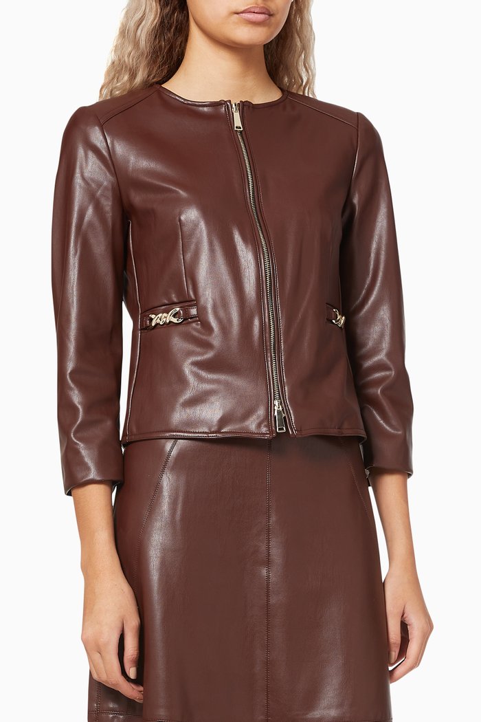 

Ozio Jacket in Coated Viscose, Brown