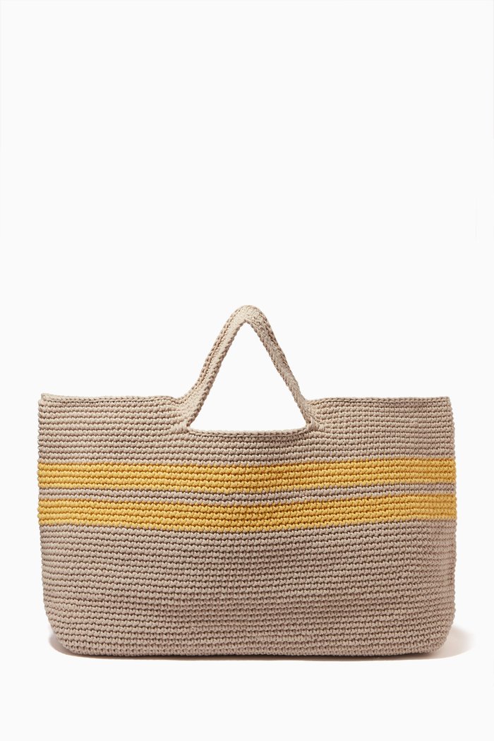 

Shopping Tote Bag in Cotton Crochet, Neutral