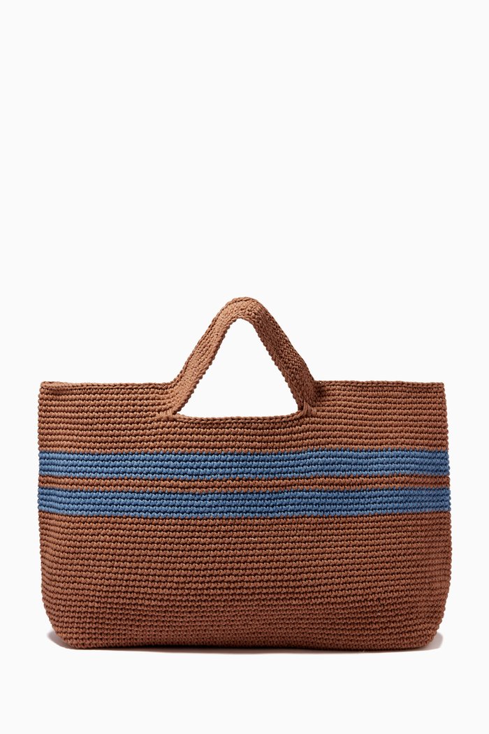 

Shopping Tote Bag in Cotton Crochet, Blue