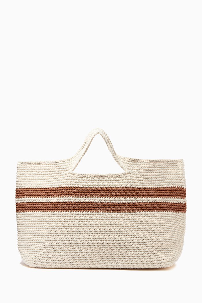 

Shopping Tote Bag in Cotton Crochet, White