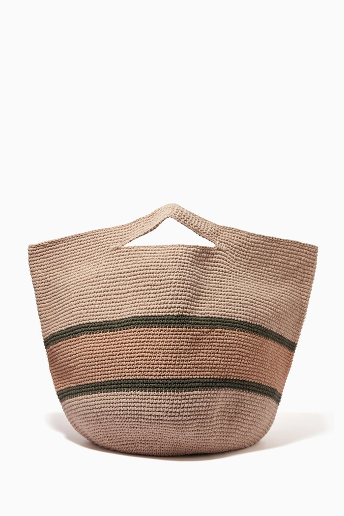 

Ball XL Tote Bag in Cotton Crochet, Brown
