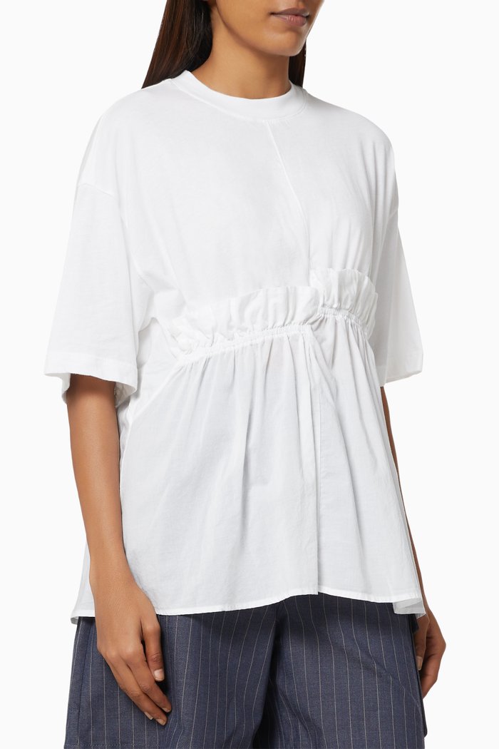 

Shirred Panel Top in Cotton, White