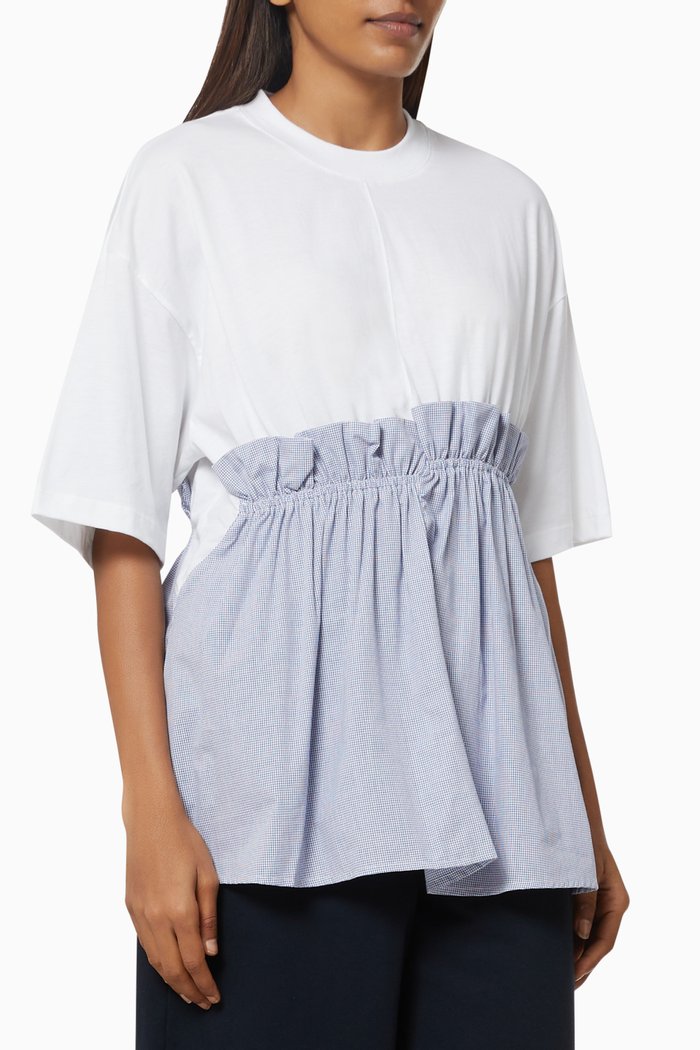 

Shirred Panel Top in Cotton, White