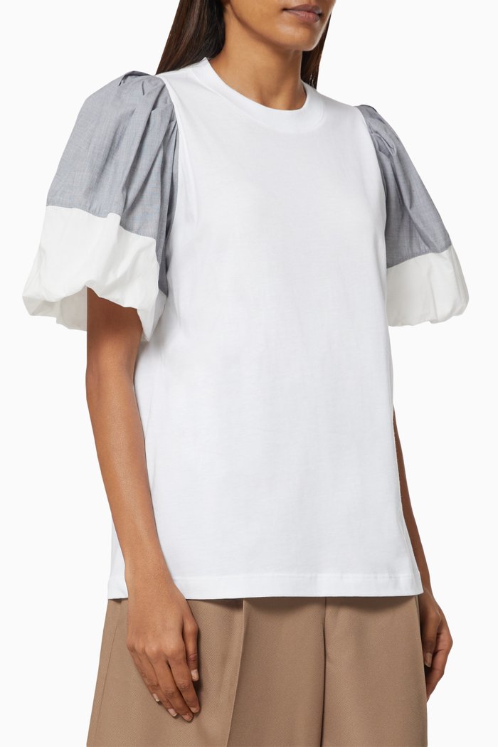 

Balloon Sleeve Top in Cotton, White