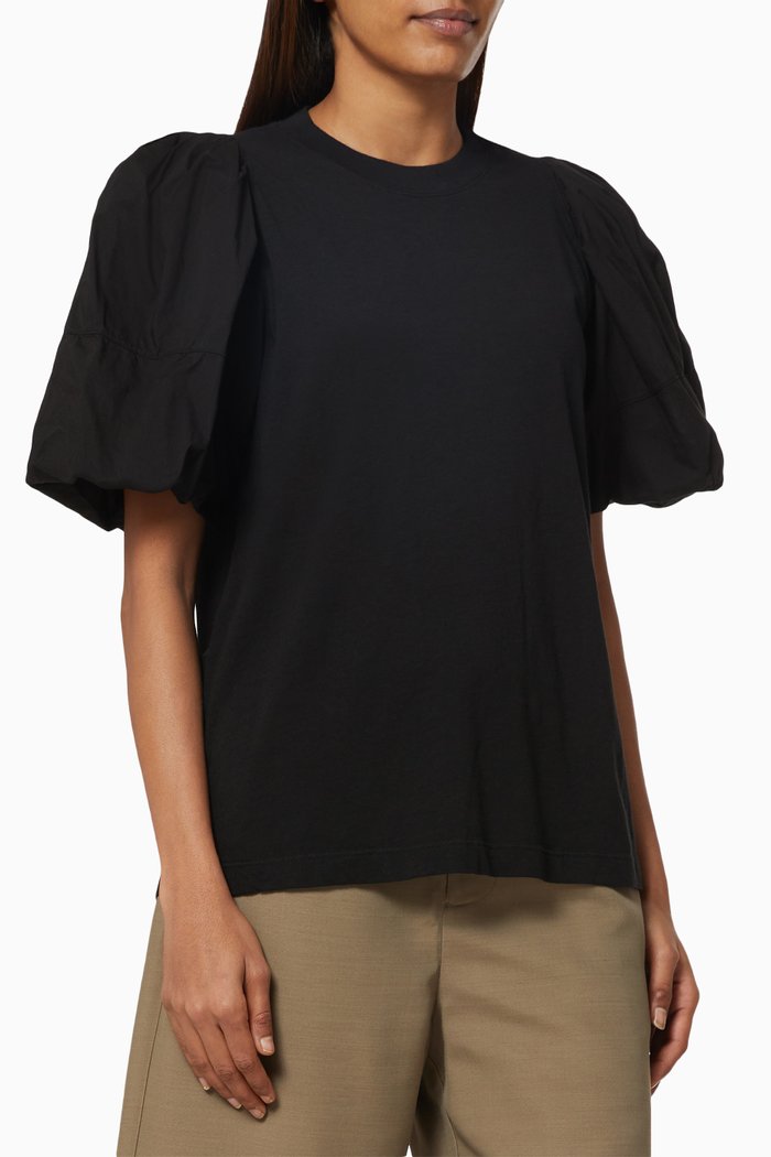 

Balloon Sleeve Top in Cotton, Black