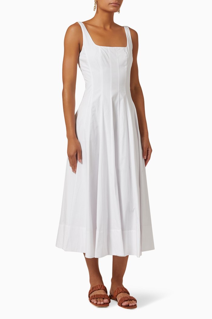 

Wells Dress in Cotton Poplin, White