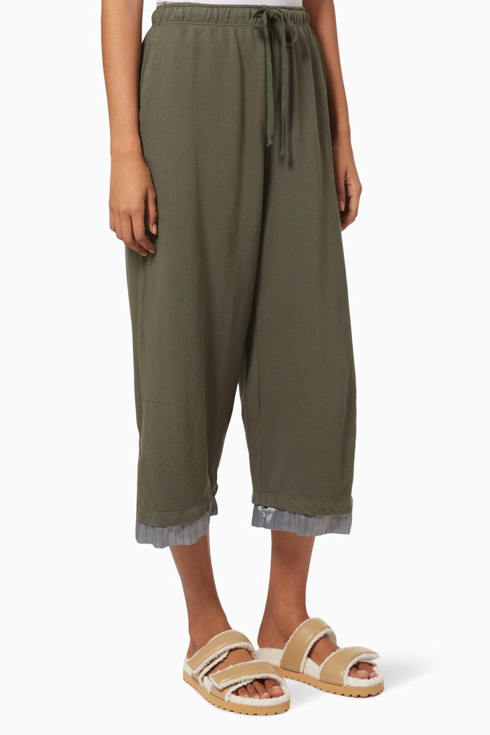 

Wide Lounge Pants in Cotton, Green