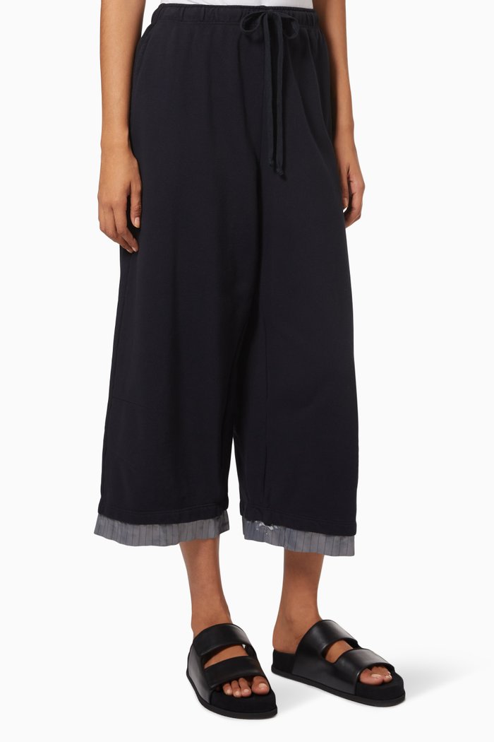 Wide Lounge Pants in Cotton, Blue