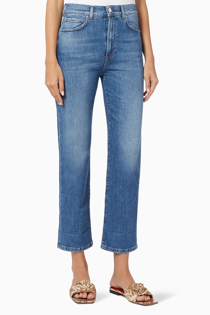 

Mom Jeans in Raw Denim, Blue