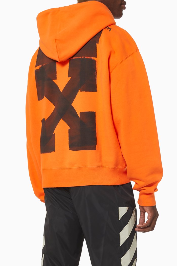 

Jumbo Marker Arrows Oversized Hoodie in Cotton Terry, Orange