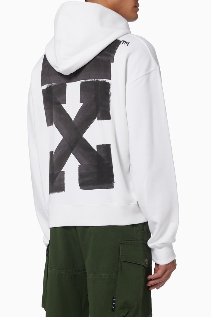 

Jumbo Marker Arrows Oversized Hoodie in Cotton Terry, White