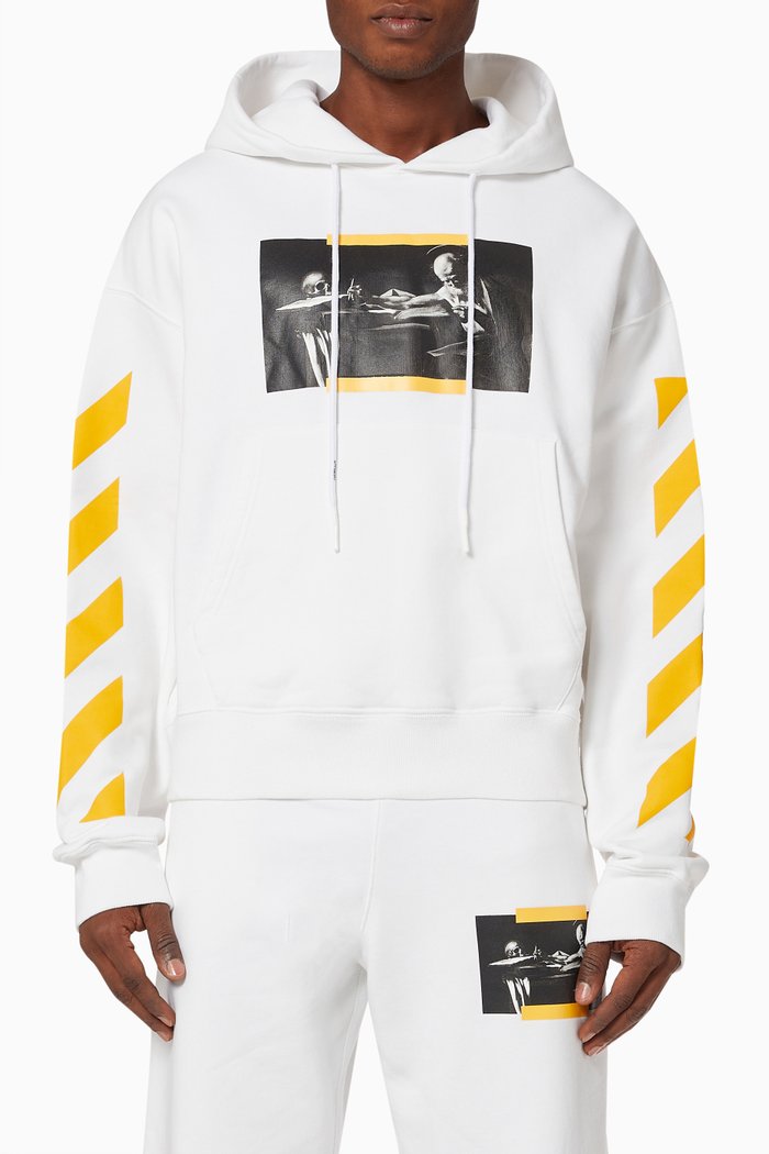 

Caravaggio Painting Oversized Hoodie in Cotton Jersey, White