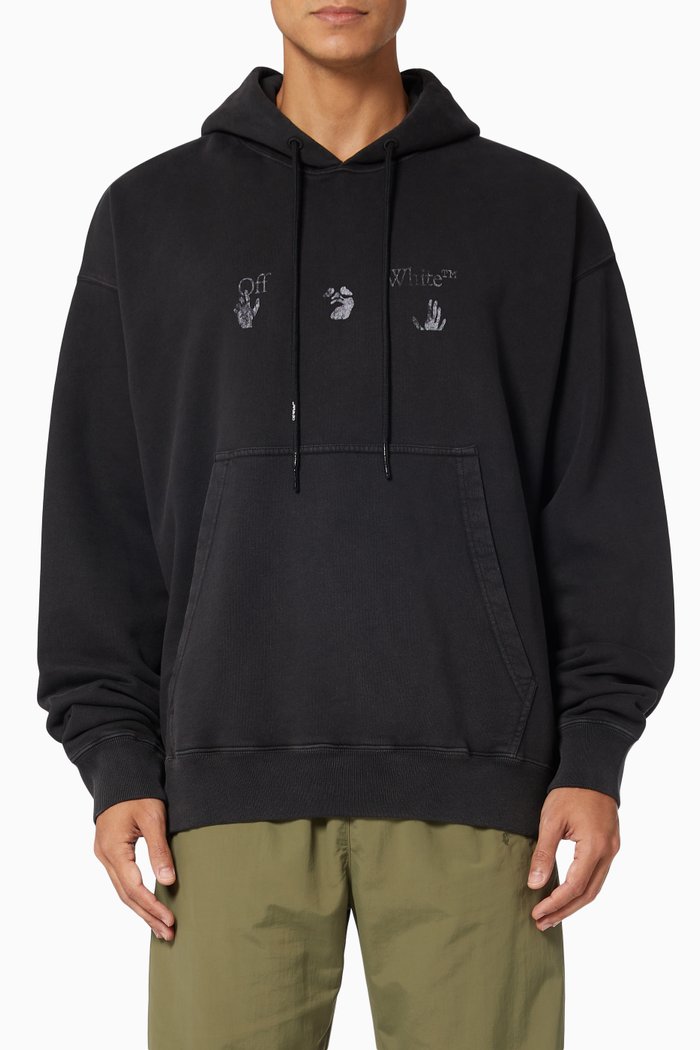 Logo Oversized Hoodie in Cotton Jersey, Black