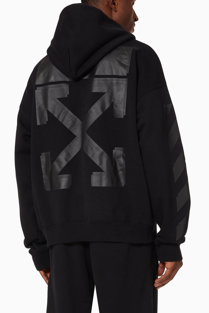 

Rubber Arrows Hoodie in Cotton Terry, Black