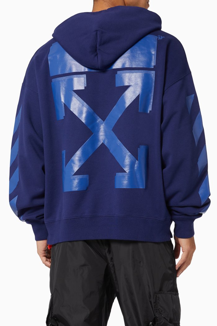 

Rubber Arrows Oversized Hoodie in Cotton Jersey, Blue