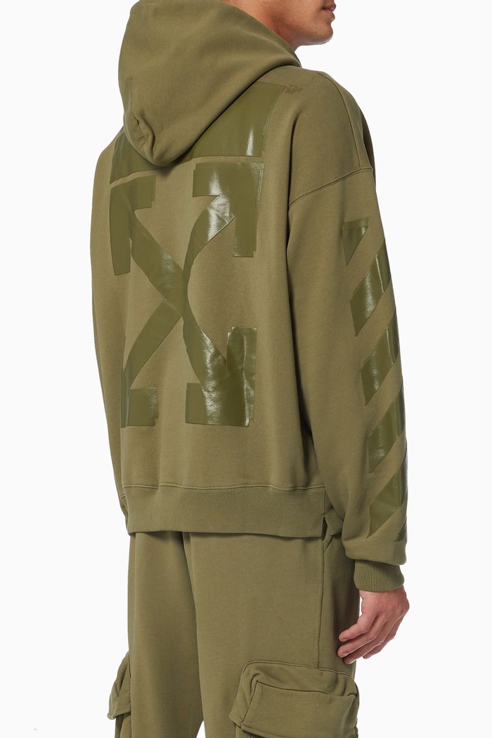 

Rubber Arrows Hoodie in Cotton Terry, Green