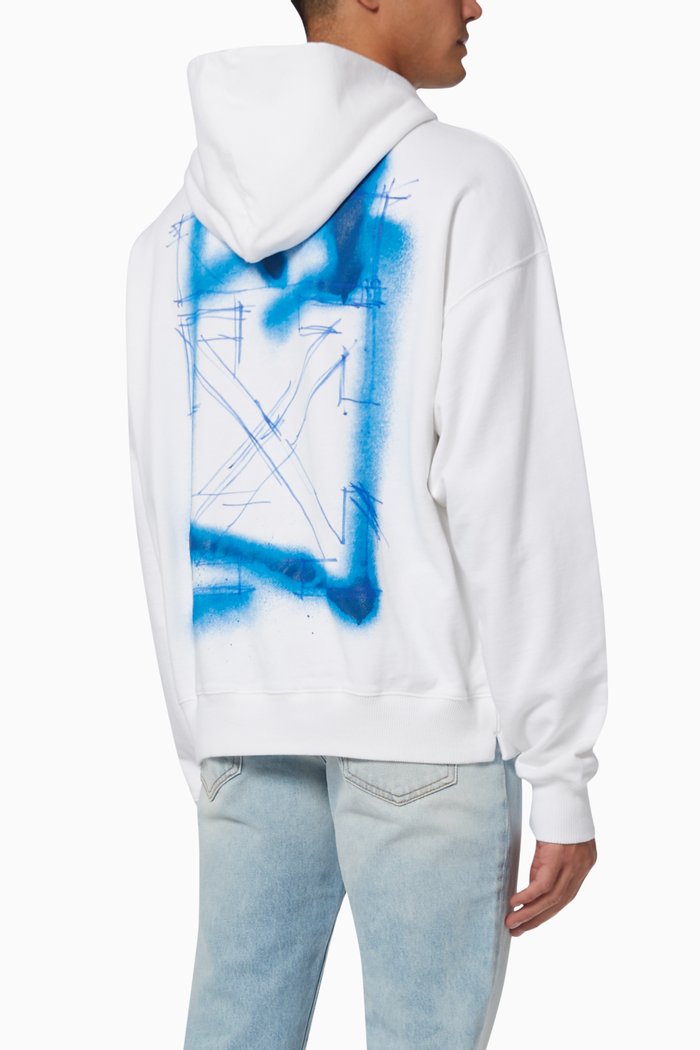 

Spray Marker Arrows Hoodie in Cotton Terry, White