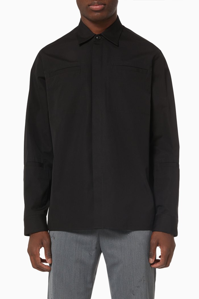 

Logo Workwear Shirt in Organic Cotton Gabardine, Black