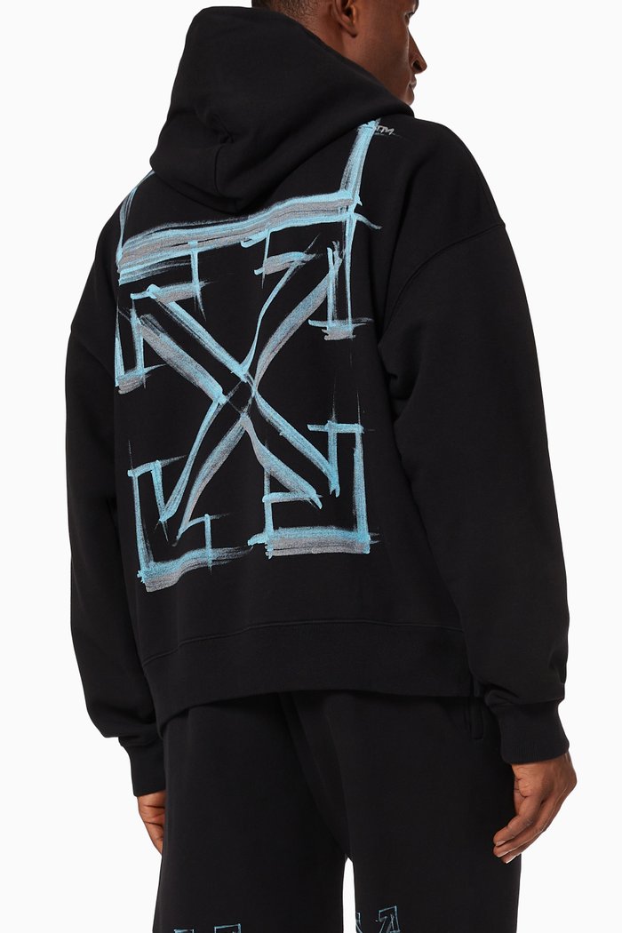 

Marker Arrows Hoodie in Cotton Terry, Black