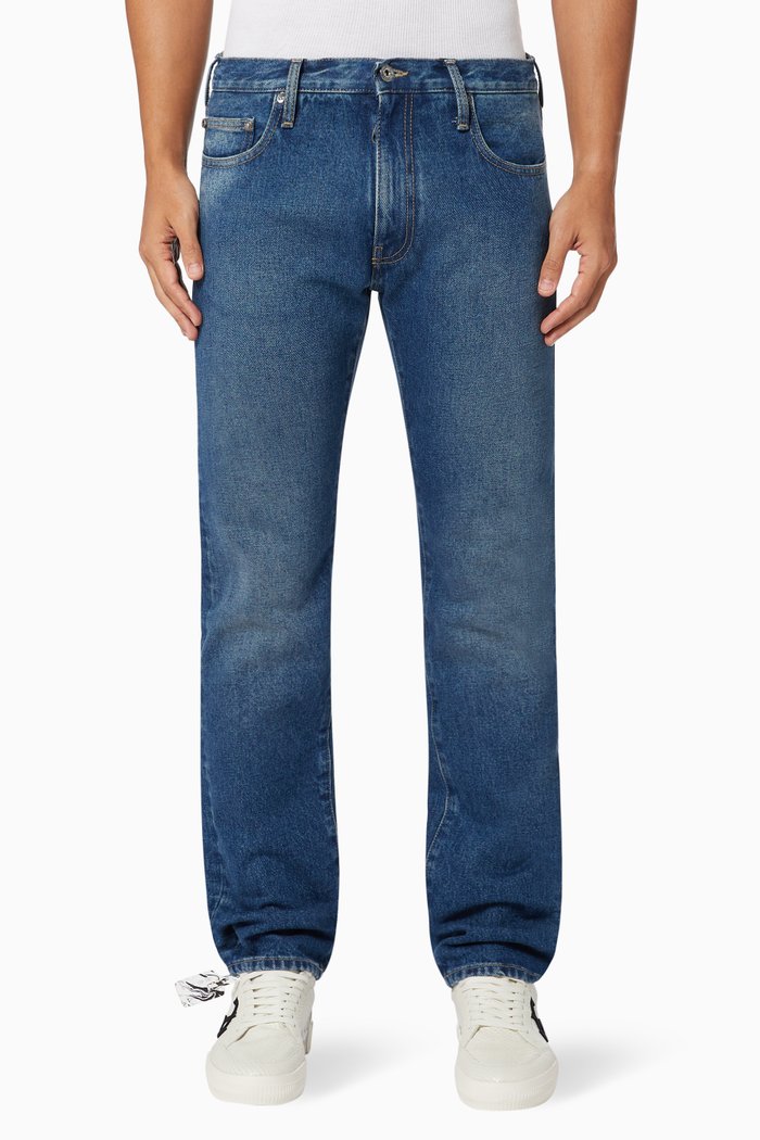 

Diagonal Slim Jeans in Denim, Blue