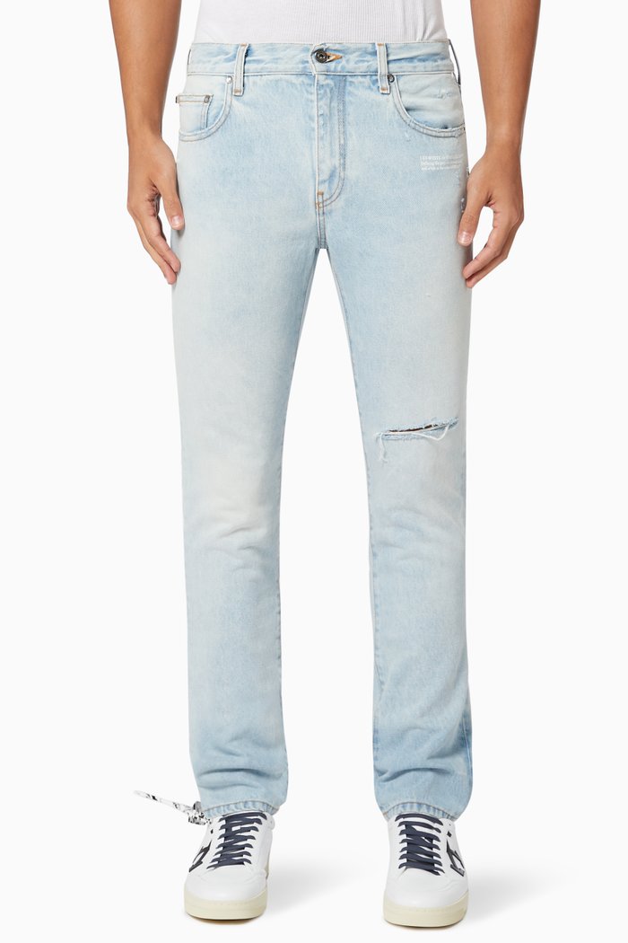 

Distressed Skinny Jeans in Denim, Blue