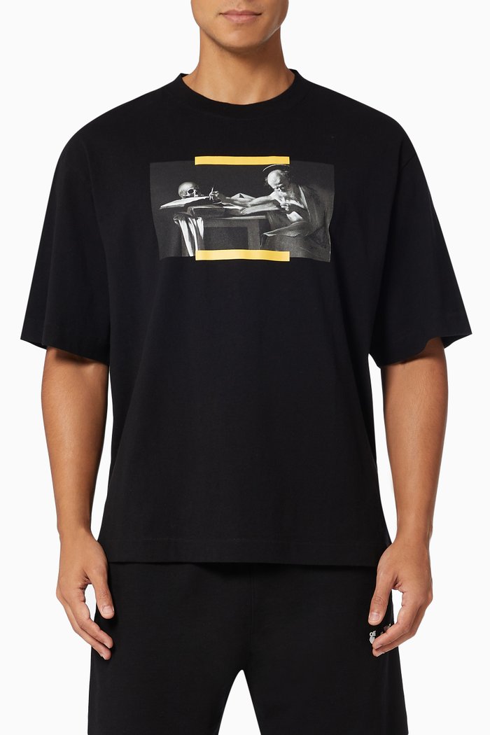 

Caravaggio Painting Oversized T-shirt in Cotton Jersey, Black