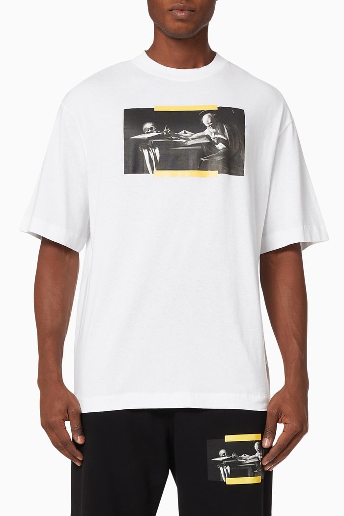 

Caravaggio Painting Oversized T-shirt in Cotton Jersey, White