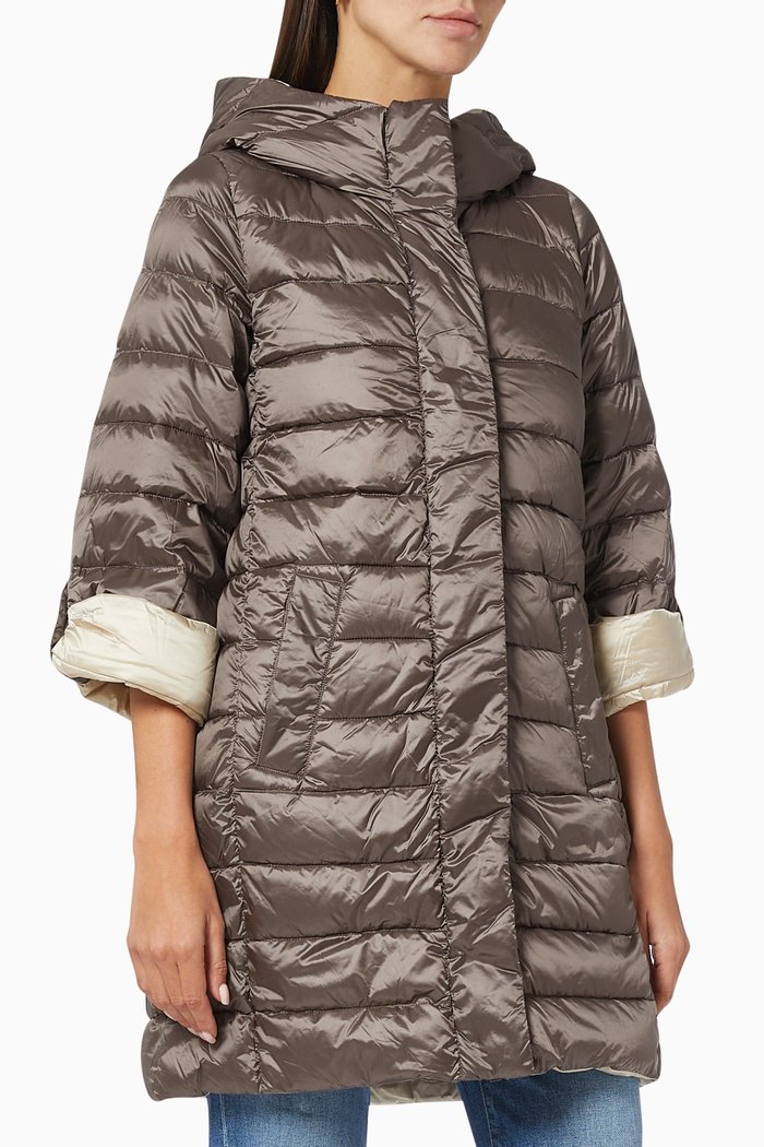 

Vespa Padded Jacket in Satin Nylon, Brown