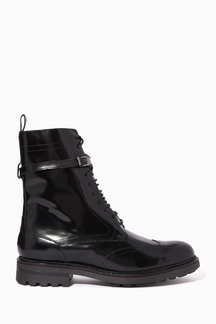 

Gnu Combat Boots in Leather, Black