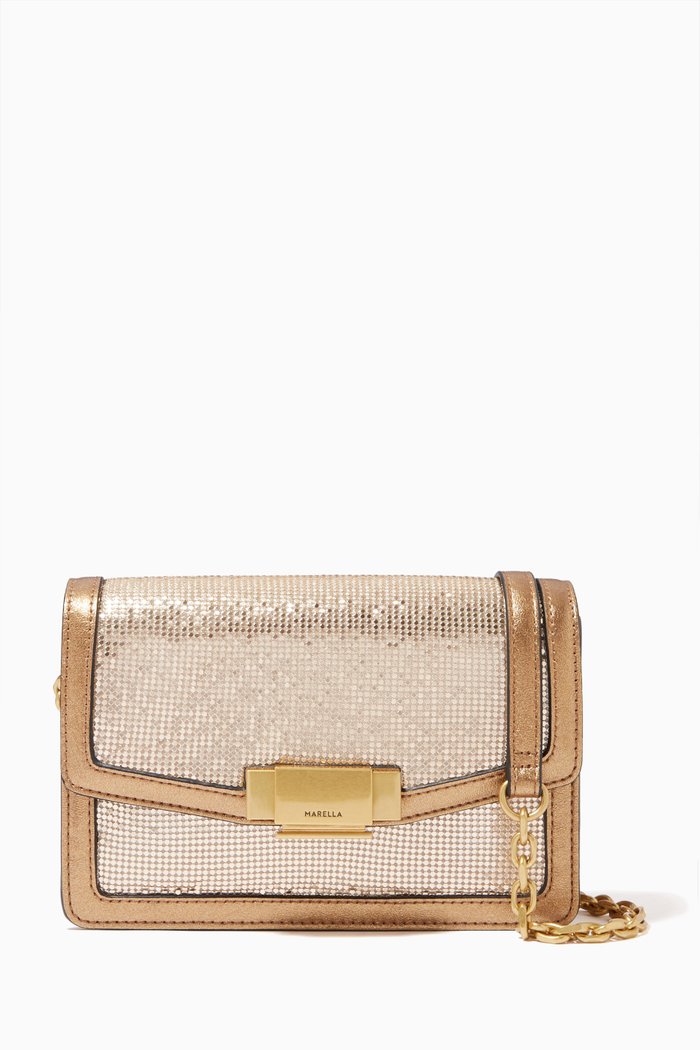 

Boston Bag in Metallic Knit, Gold