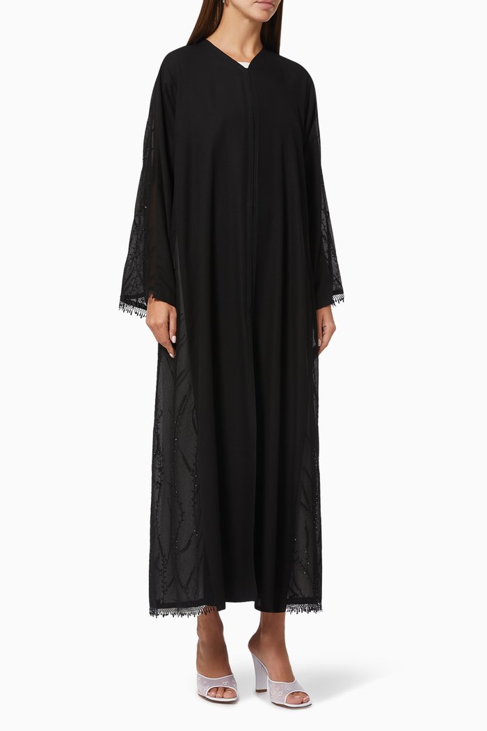 

Abaya with Bead Embroidery, Black