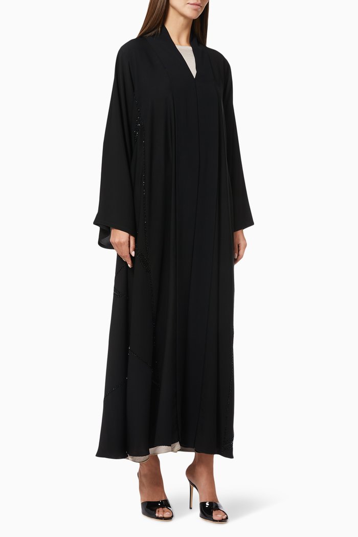

Abaya with Beaded Embroidery, Black
