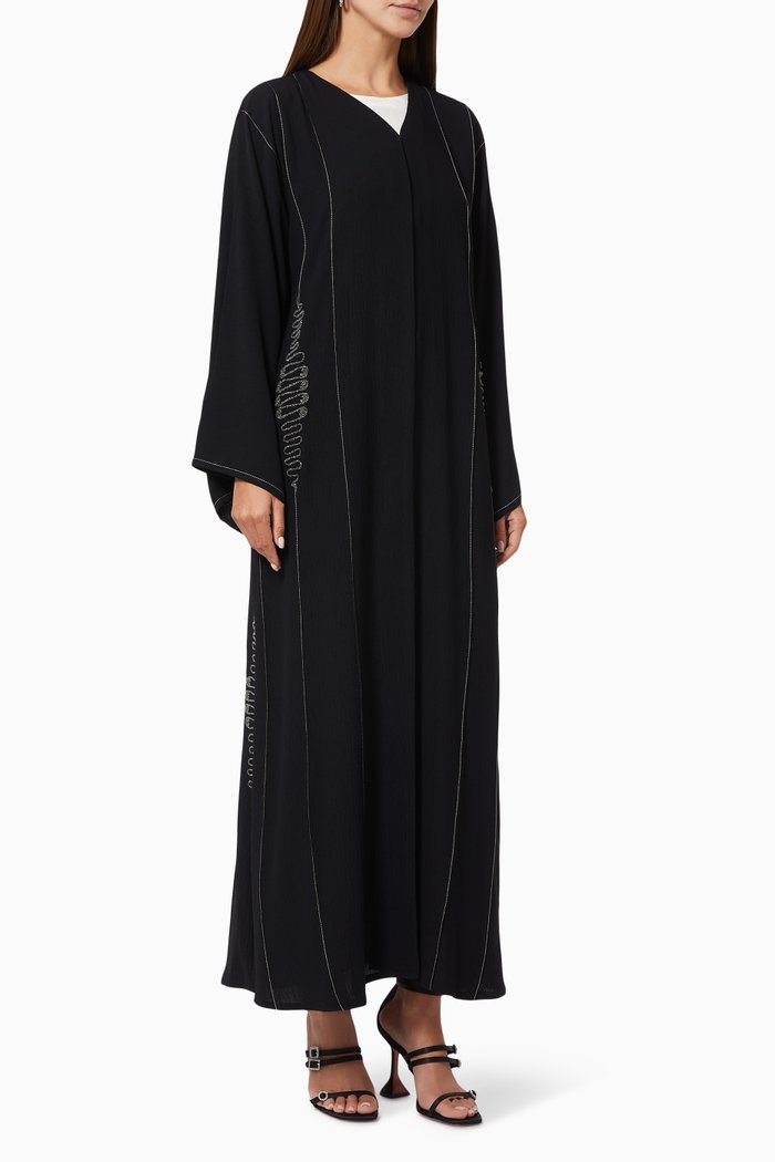 

Abaya with Beaded Embroidery, Black
