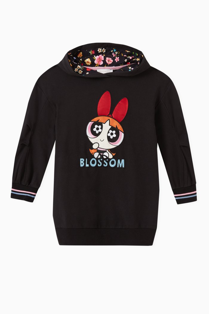 

Powerpuff Girls Blossom Sweatshirt Dress in Stretch Cotton, Black