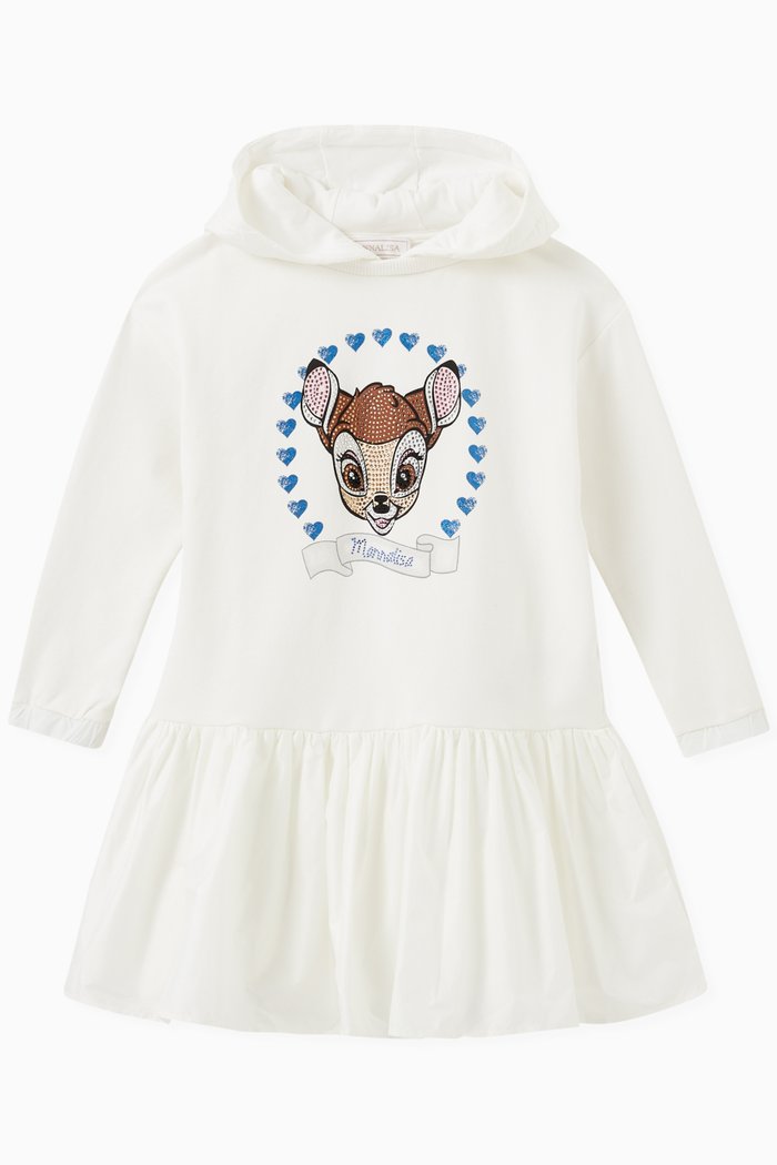 

Bambi Hooded Dress in Cotton, Neutral
