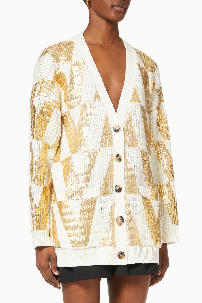 

Cardigan in Valentino Optical Wool, Gold