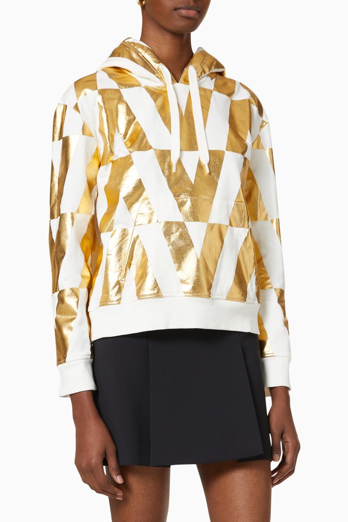 Sweatshirt in Valentino Optical Cotton Jersey, Gold