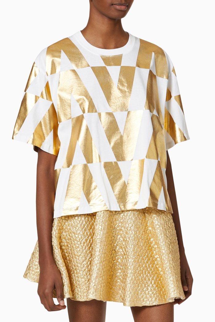 

T-shirt in Valentino Optical Cotton Jersey, Gold