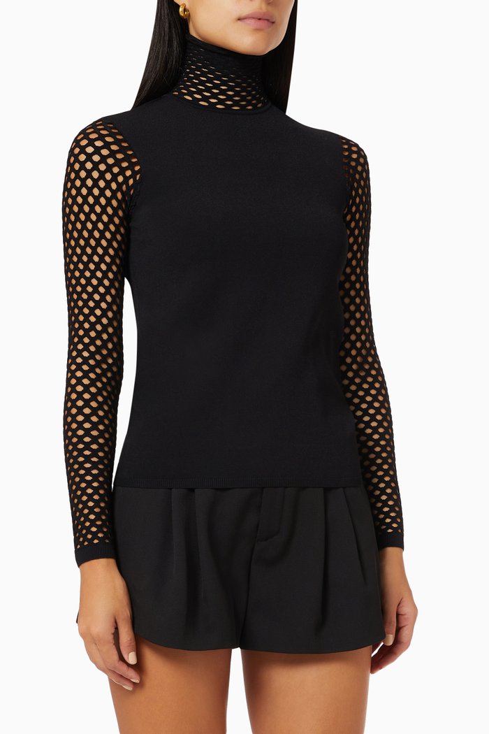 

Mesh Top in Stretched Viscose, Black