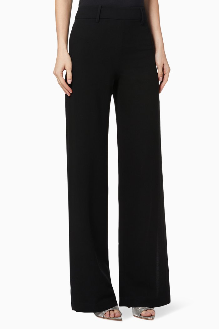 High Rise Slit Pants, Black