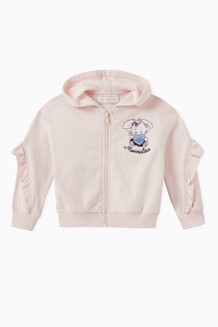 

Bunny Badge Hoodie in Stretch Cotton, Pink