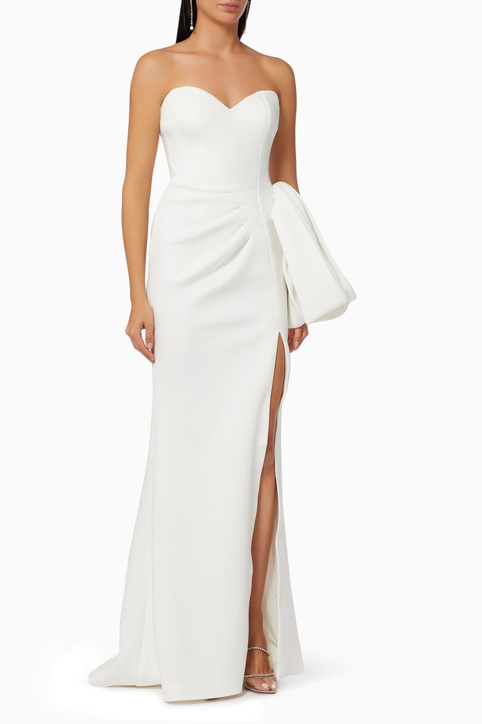 Strapless Gown in Neoprene, White