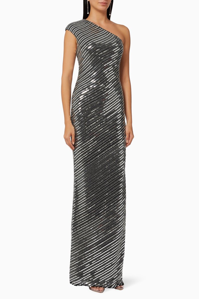 

Sequin Dress with Off-shoulder, Silver