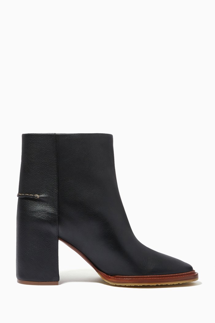 

Edith Ankle Boots in Smooth & Grainy Calfskin, Black