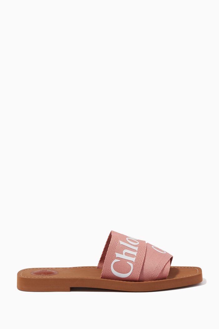 Woody Flat Mules in Canvas, Pink