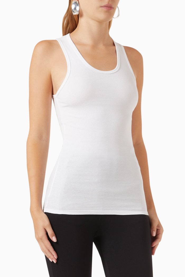 

Ribbed Tank Top in Cotton, Neutral